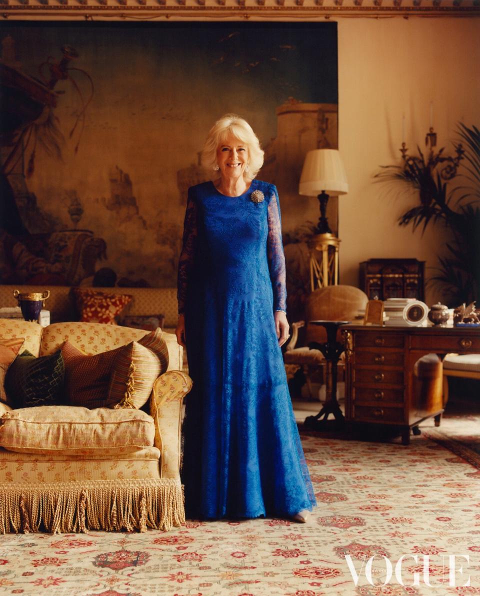 Camilla Duchess of Cornwall Marks Her 75th Birthday with At-Home Vogue Shoot ***CREDIT LINE TO RUN IN FULL: The July issue of British Vogue is available via digital download and on newsstands from Tuesday 21st June. ***ARTICLES MUST LINK BACK TO: https://www.vogue.co.uk/arts-and-lifestyle/article/camilla-duchess-of-cornwall-interview ***PHOTOGRAPHER CREDIT: Jamie Hawksworth ***IMAGES FOR ONLINE USE CAN BE DOWNLOADED HERE: https://we.tl/t-WjkQn83vpu ***IMAGES CANNOT BE CUT, CROPPED OR ALTERED*** ***USAGE: ONE USE ONLY***   ***FOR PRINT IMAGES, PLEASE REPLY CONFIRMING AGREEMENT WITH T&amp;C’S BELOW Photographer must be credited:  Jamie Hawksworth CREDIT LINE TO RUN IN FULL: The July issue of British Vogue is available via digital download and on newsstands from Tuesday 21st June. Images are not to be cut, cropped or altered. Images supplied cannot be reproduced online Should image(s) be reproduced on the front page of the newspaper, the Publisher will seek additional permissions from CNP and a headline reference to British Vogue must appear alongside (not just a gutter credit). The accompanying text will be wholly positive regarding the originating magazine (British Vogue) and the subject Usage: One use only