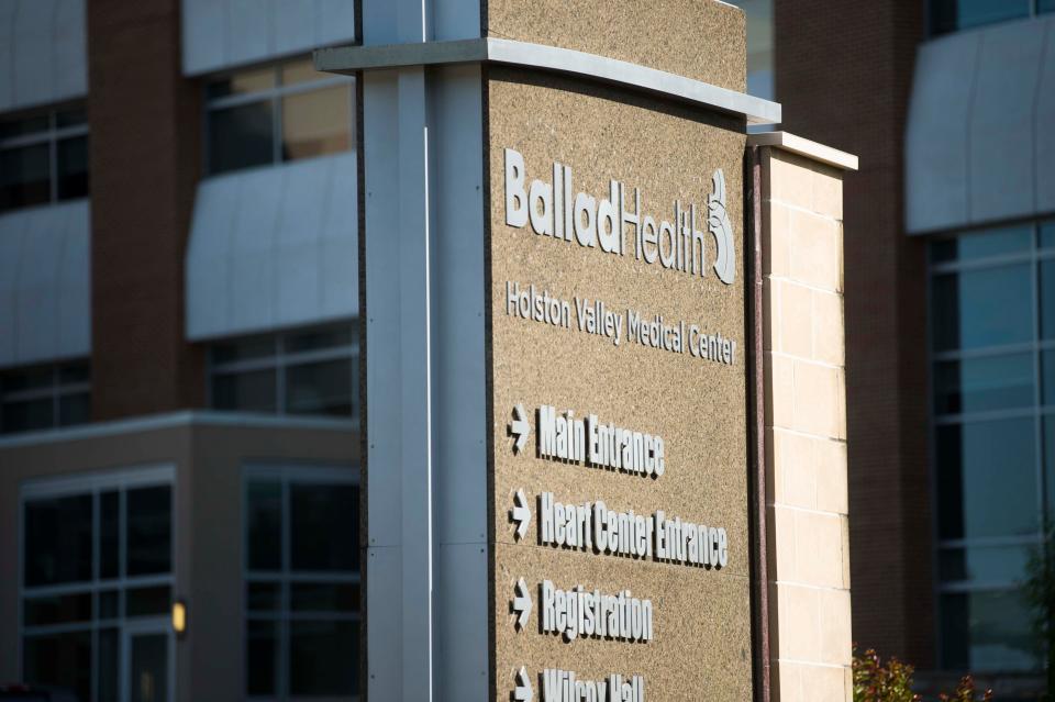 A Ballad Health sign is seen outside Holston Valley Medical Center in Kingsport, Tenn. Tuesday, May 7, 2019. The merger of Mountain State Health Alliance and Wellmont has led to the downgrading of the area's NICU and trauma center.