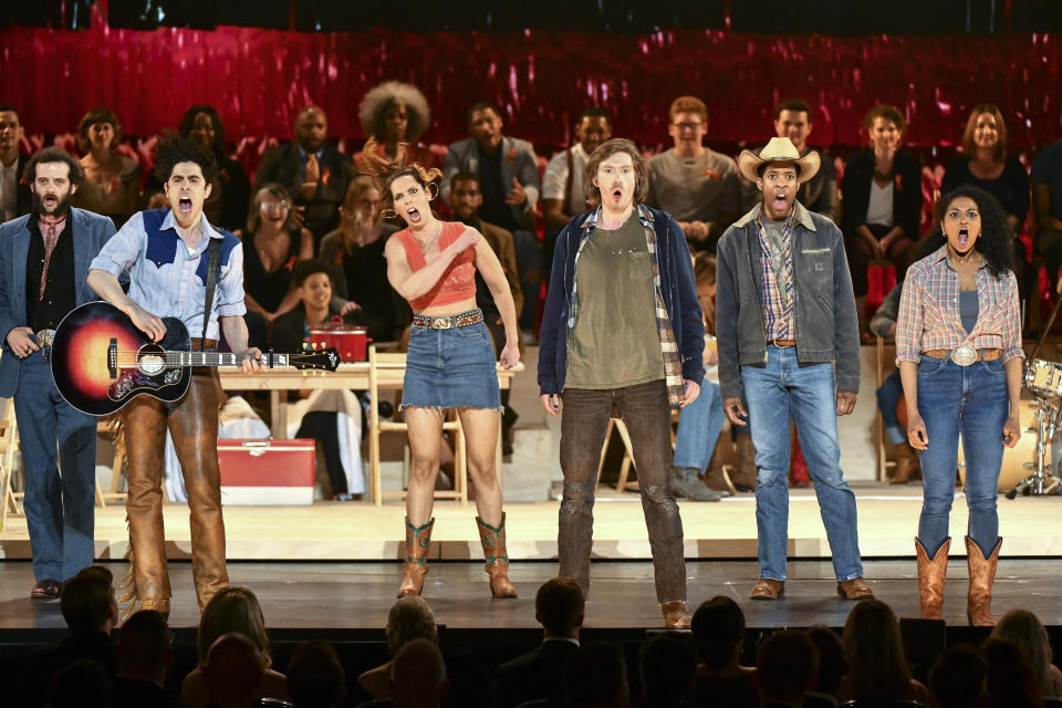 The cast of "Oklahoma!," performs at the 73rd annual Tony Awards at Radio City Music Hall on Sunday, June 9, 2019, in New York. (Photo by Charles Sykes/Invision/AP)