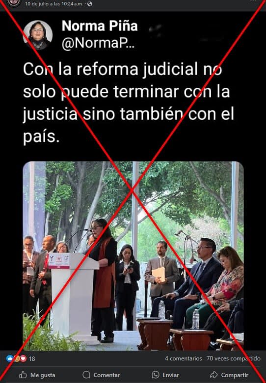 <span>Captura de pantalla de una publicación en Facebook hecha el 15 de julio de 2024</span>