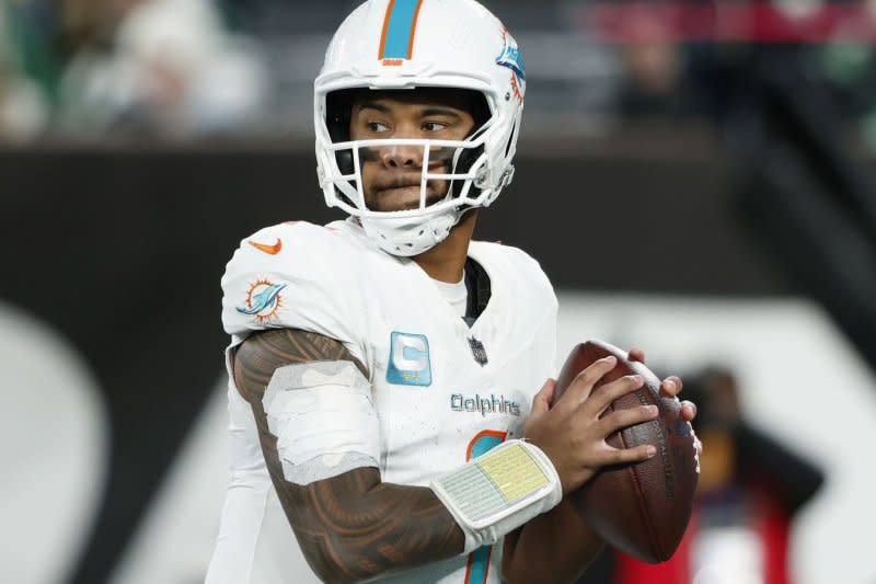 Miami Dolphins quarterback Tua Tagovailoa said earlier this off-season that he expects to agree to a contract extension. File Photo by John Angelillo/UPI