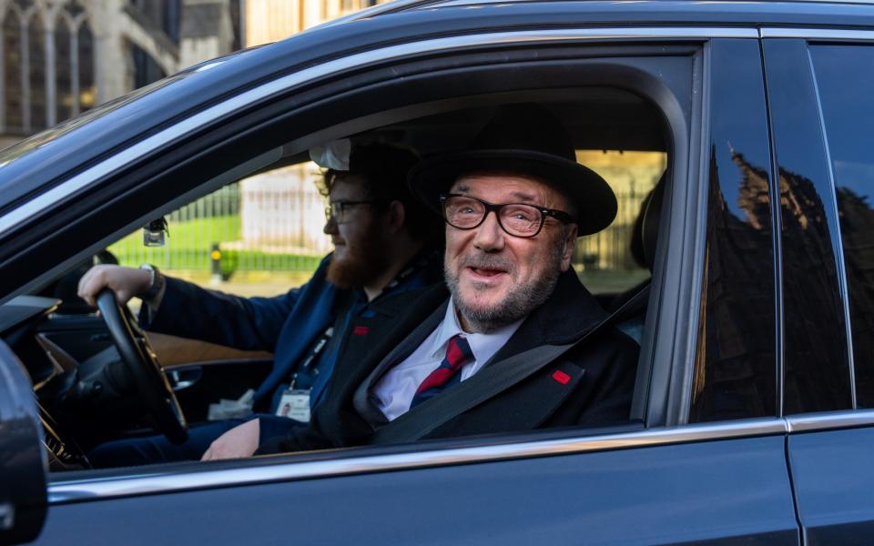 George Galloway, the MP for Rochdale, arrives at Parliament this morning