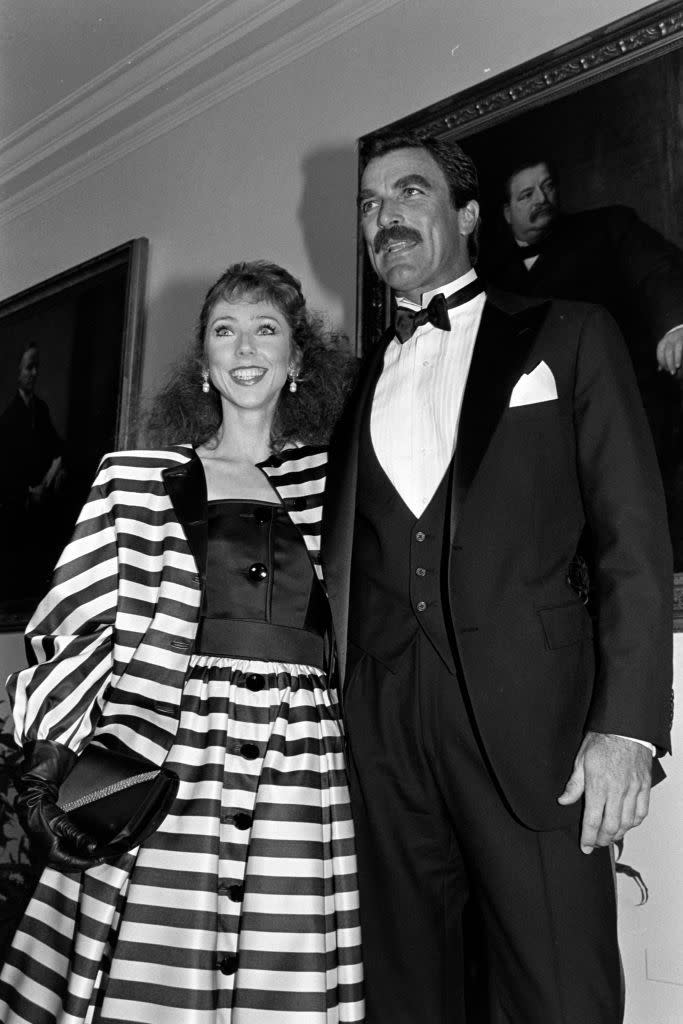 jillie mack and tom selleck attend an event at the white house in washington, dc, on november 9, 1985 photo by guy delortwwdpenske media via getty images