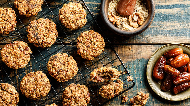 Oatmeal cookies on rack