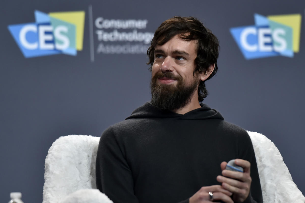 LAS VEGAS, NEVADA - JANUARY 09:  Twitter CEO Jack Dorsey speaks during a press event at CES 2019 at the Aria Resort & Casino on January 9, 2019 in Las Vegas, Nevada. CES, the world's largest annual consumer technology trade show, runs through January 11 and features about 4,500 exhibitors showing off their latest products and services to more than 180,000 attendees.  (Photo by David Becker/Getty Images)