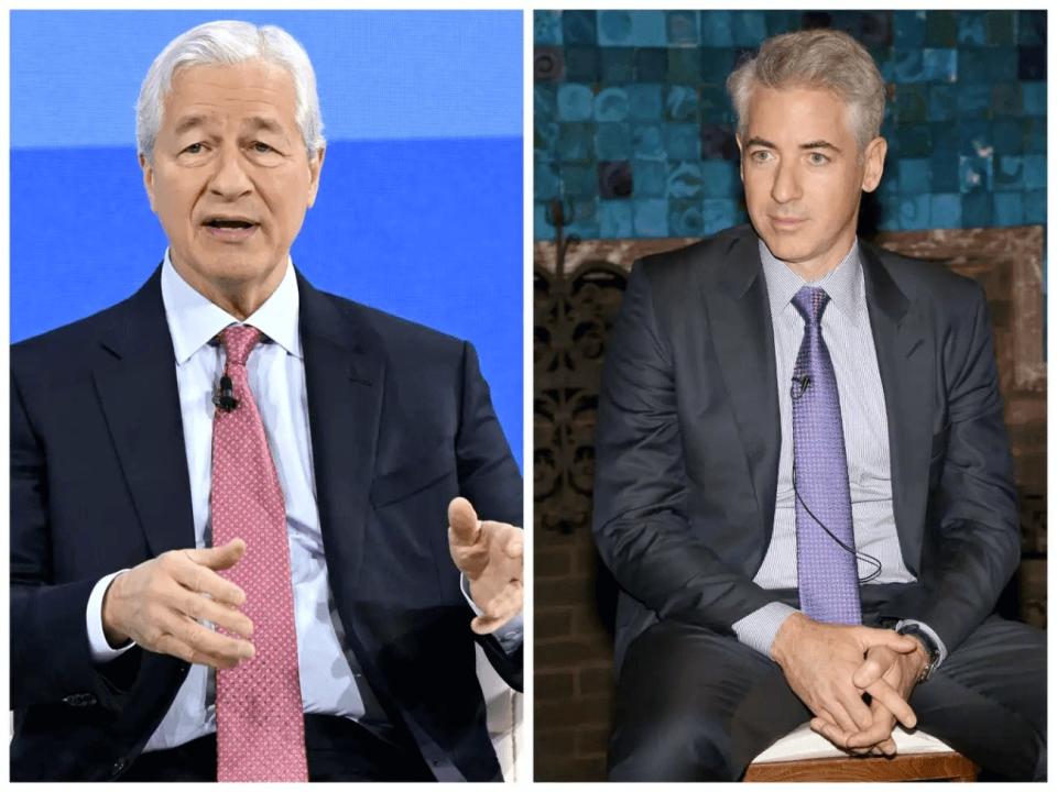 JPMorgan CEO Jamie Dimon (left), hedge-fund manager Bill Ackman (right)