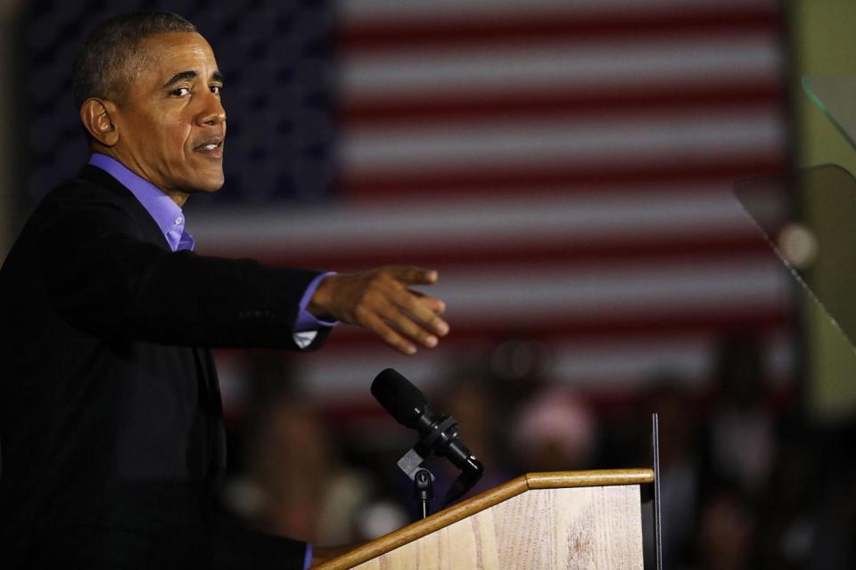 Barack Obama implied Donald Trump had set the US 'back 50 years' as a he spoke at a political rally in Newark, New Jersey (Getty Images)