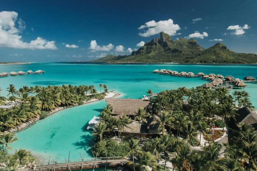 Aerial view of Four Seasons Resort Bora Bora in French Polynesia. (Four Seasons)