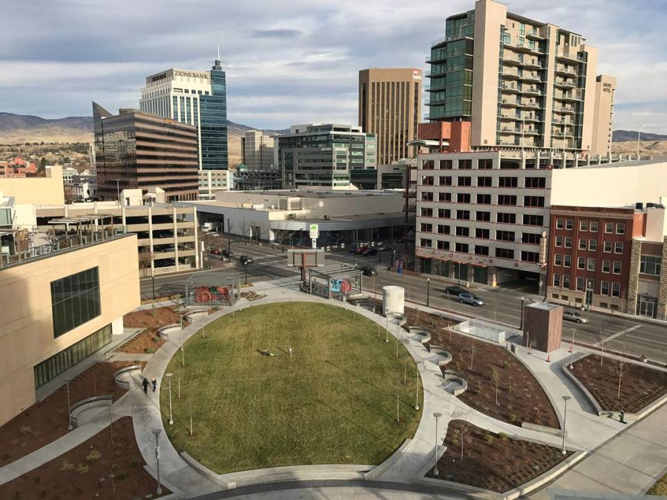 The view of downtown Boise from the JUMP center.