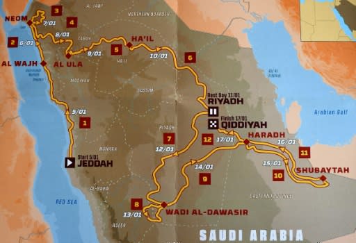 The itinerary for the 2020 Dakar Rally