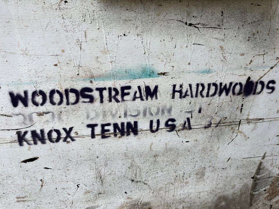 A Woodstream Hardwoods painted sign outside the Division Street facility is shown on March 21, 2023.