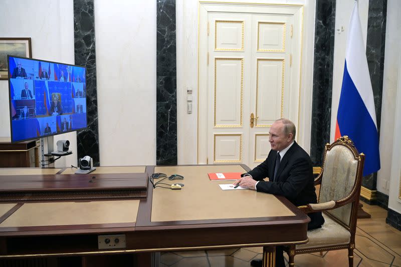 Russian President Putin chairs a meeting in Moscow