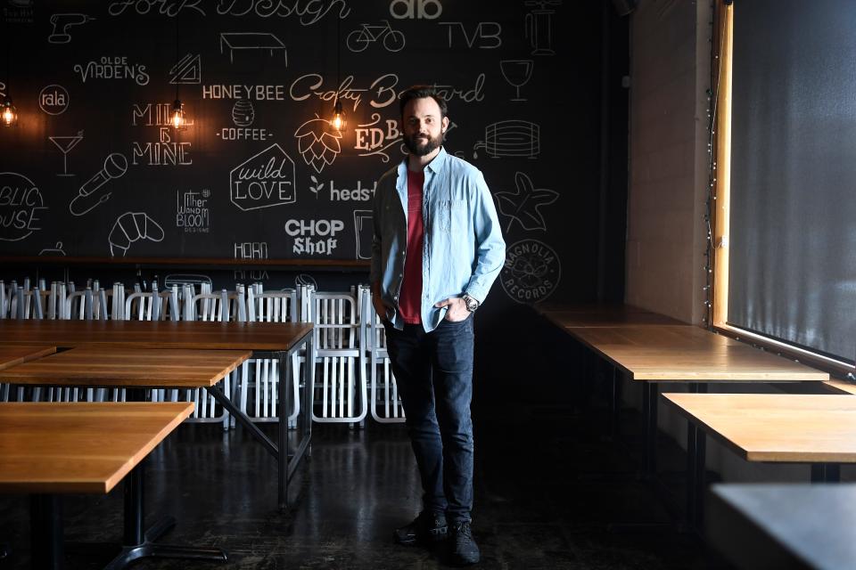 A Dopo owner Brian Strutz poses for a portrait inside the restaurant, named one of the best places for pizza in the U.S. and Canada by Yelp.