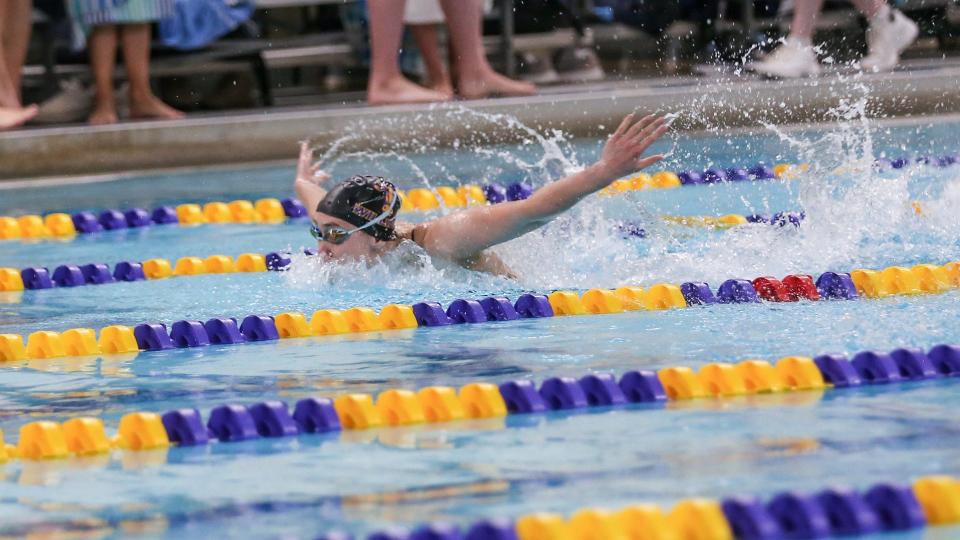 Williams junior Samantha Kilcoyne competes in a butterfly event at a recent meet. Kilcoyne is from Upton and attended Nipmuc Regional HS.