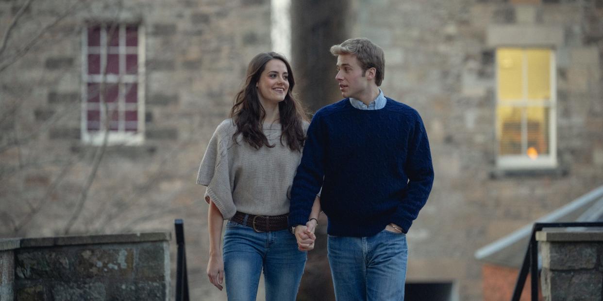 Meg Bellamy as Kate Middleton and Ed McVey as Prince William in Season 6 of 