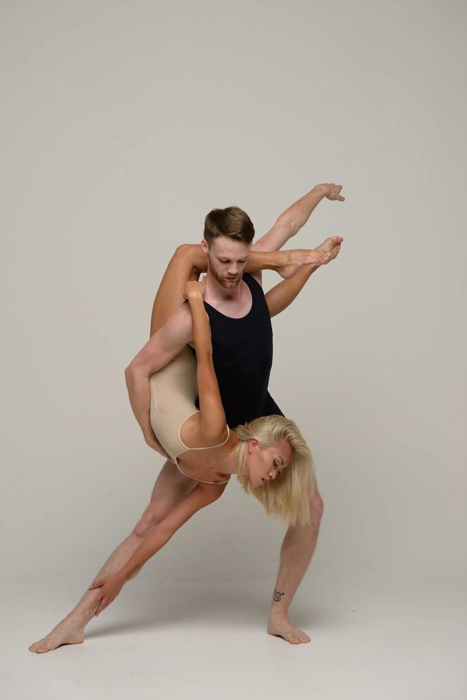 Isabelle Haas and Matthew Huefner of Dance NOW! Miami. The company will stage “this moment, here,” a one-act ballet performed live and streamed virtually, Sunday Dec. 13.