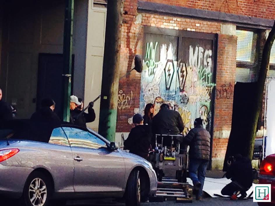 Dakota Johnson films a 'Fifty Shades Of Grey' scene in Vancouver.