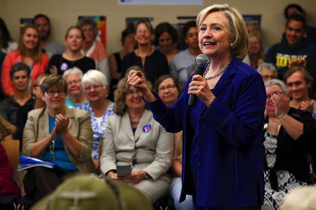 U.S. Democratic presidential candidate Hillary Clinton speaks at a campaign event in Iowa City, Iowa, United States, July 7, 2015. REUTERS/Jim Young