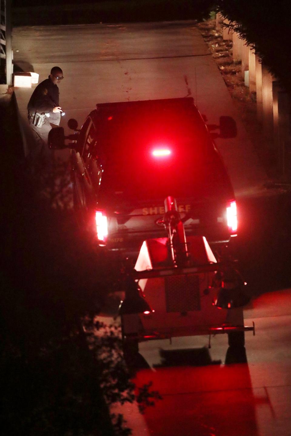 Contra Costa County Sheriff deputies investigate a multiple shooting in Orinda, Calif., on Thursday, Oct. 31, 2019.