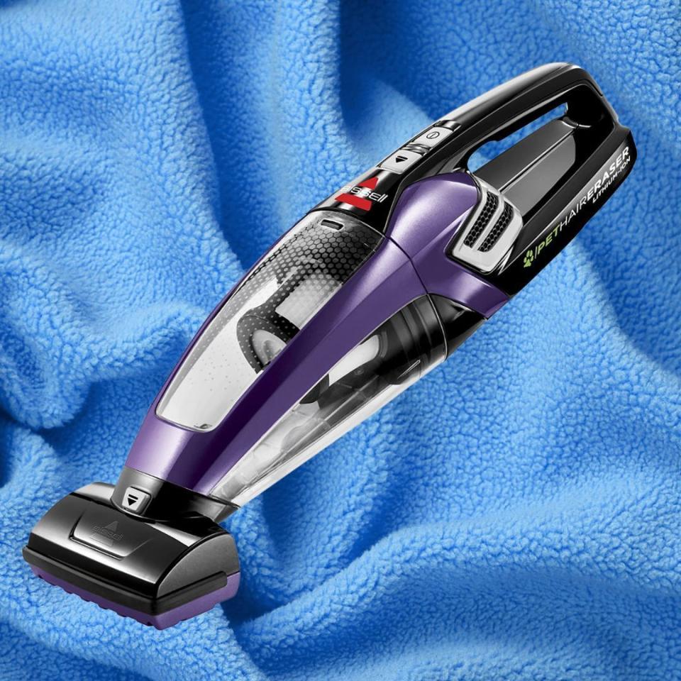 The Bissell Pet Hair Eraser is specially designed to tackle a variety of pet messes, especially hair, using triple-level filtration to help boost suction performance. This cord-free vacuum also comes with a set of attachments like a crevice tool and a no-tangle motorized brush tool meant for removing embedded pet hair and dirt. Promising Amazon review: 