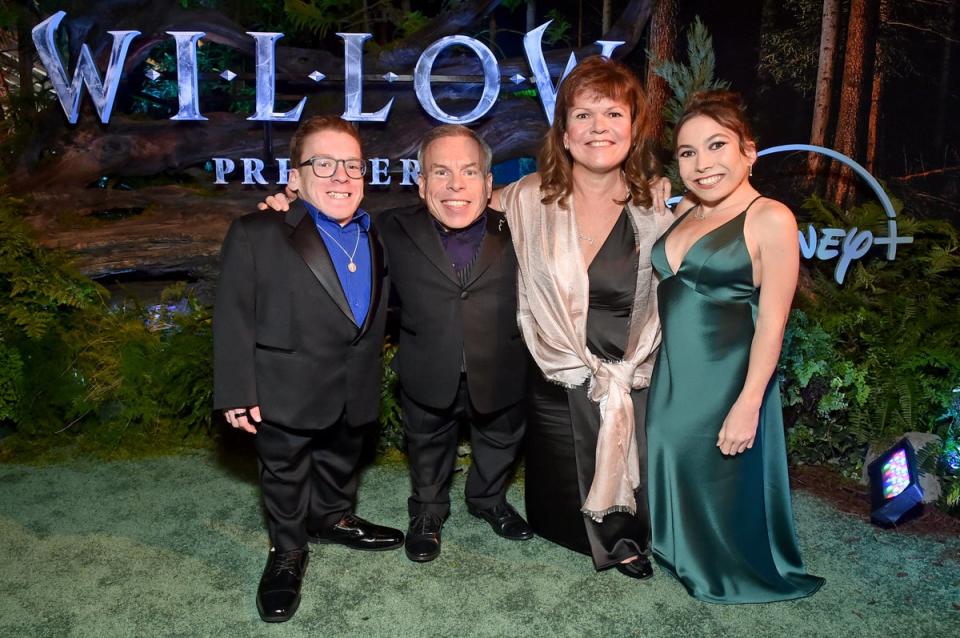 Warwick pictured with son Harrison, late wife Samantha and daughter Annabelle in 2022 (Getty Images for Disney)