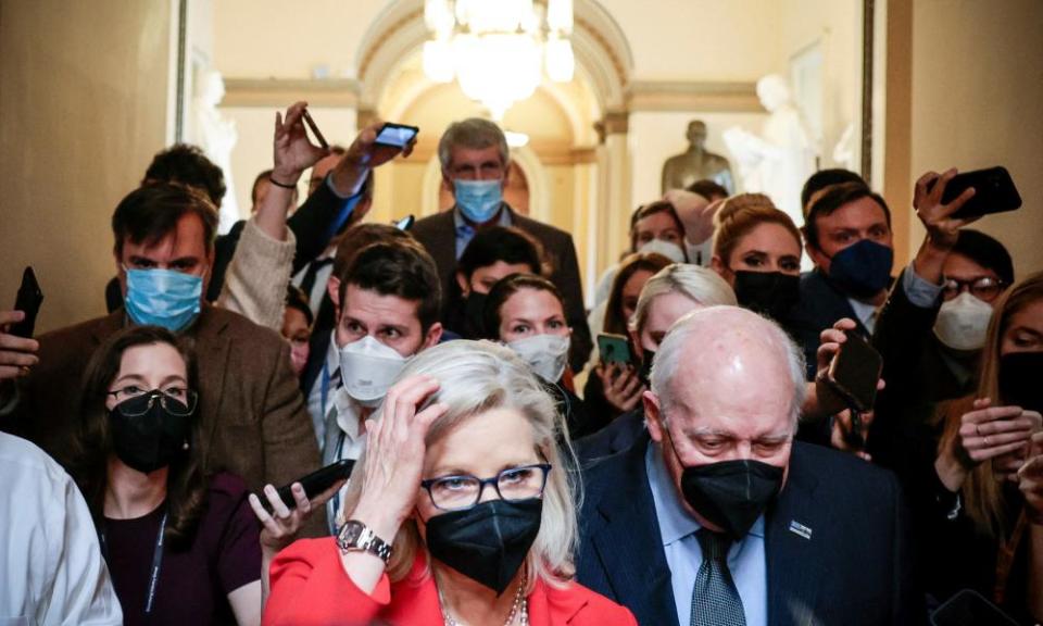 Liz Cheney with her father Dick at the Capitol two weeks ago.