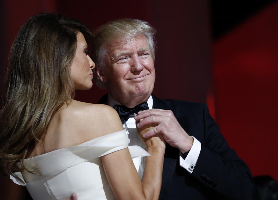 <p>President Donald Trump dances with first lady Melania Trump at the Liberty Ball, Friday, Jan. 20, 2017, in Washington. (Photo: Alex Brandon/AP) </p>