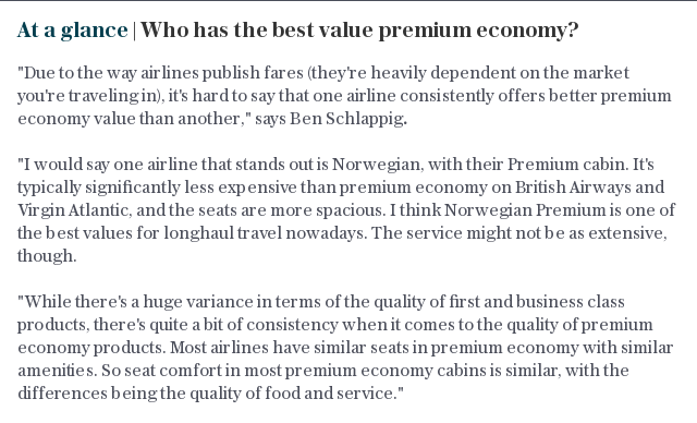 At a glance | Who has the best value premium economy?
