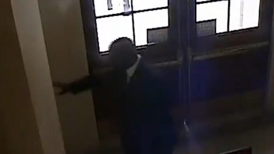 CCTV shows Jamaal Bowman pulling fire alarm in the Capitol (Capitol)