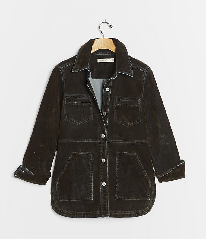 Pilcro Flocked Denim Shirt Jacket. Image via Anthropologie.