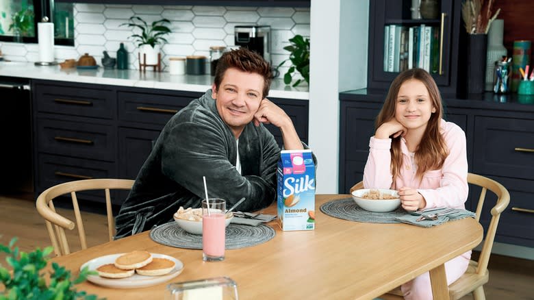 Jeremy Renner and daughter Ava at kitchent able