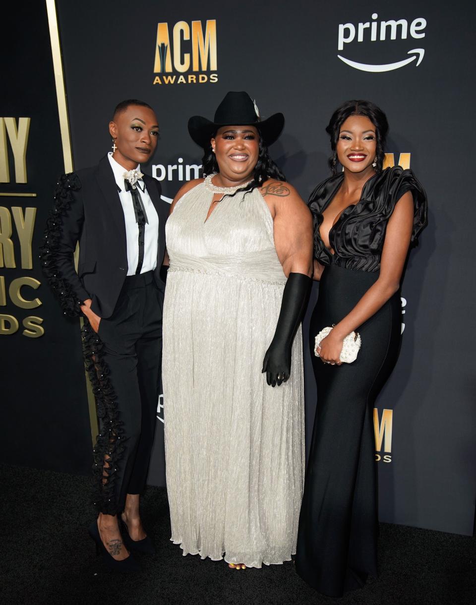 Chapel Hart arrives for the 58th ACM Awards at the Ford Center at the Star in Frisco Texas, on Thursday, May 11, 2023.