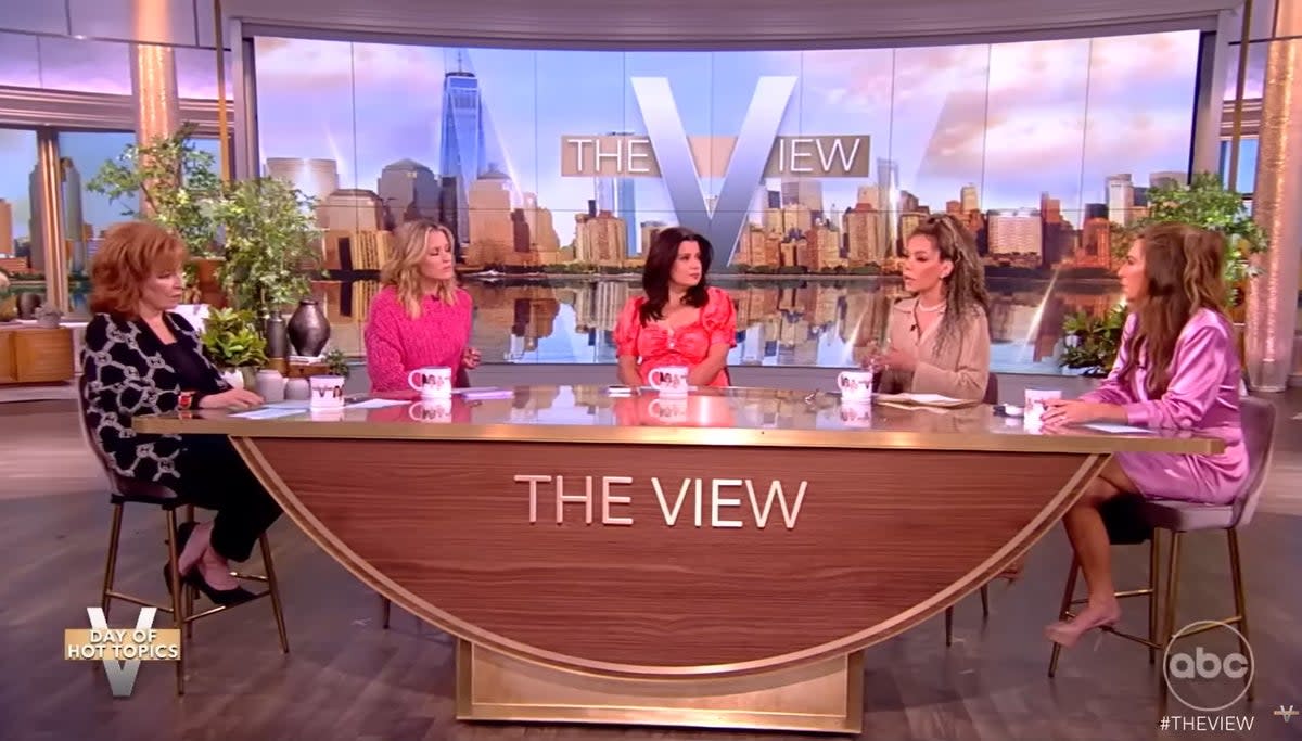 Hosts of The View discussed whether Donald Trump will be found guilty or not in his hush money trial on 10 May 2024 (ABC)