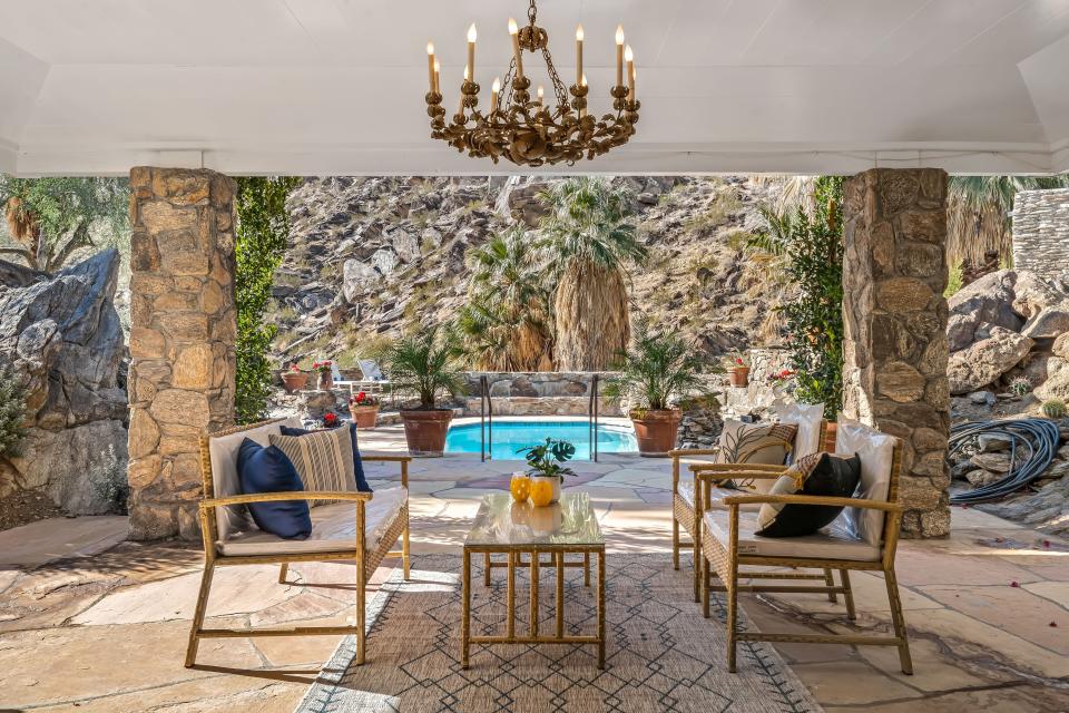 A view of the pool on the 28-acre estate in Palm Springs where Suzanne Somers and Alan Hamel lived for decades.