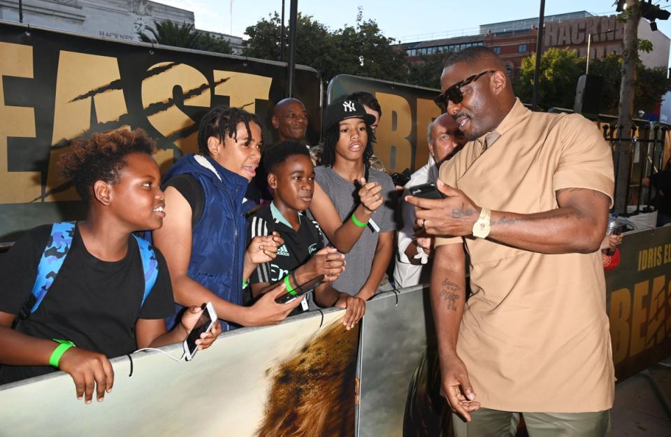 Idris Elba meets young fans at the UK Special Screening of “Beast” at the Hackney Picturehouse on August 24, 2022 in London, England.: Idris Elba meets young fans at the UK Special Screening of “Beast” at the Hackney Picturehouse on August 24, 2022 in London, England. (Dave Benett)