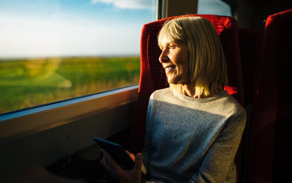 Woman on a train