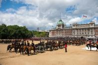 <p>The ceremony concluded with a 41-gun salute, fired by the King's Troop Royal Horse Artillery.</p>