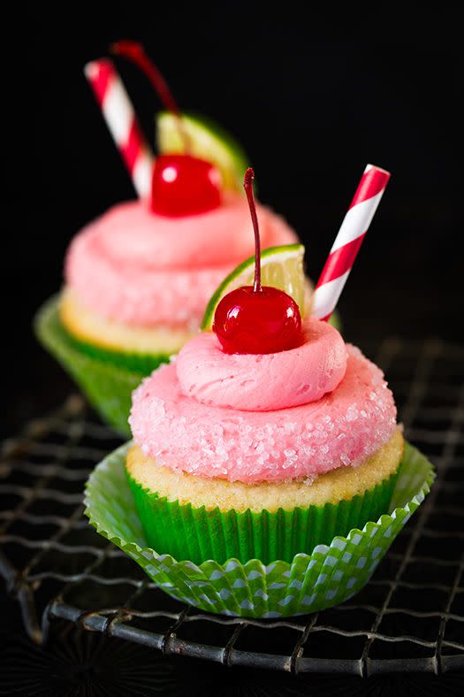 <p>Sweet and sour combine in the cutest cupcakes ever.</p><p>Get the recipe from <a href="http://www.cookingclassy.com/2014/05/cherry-limeade-cupcakes/" rel="nofollow noopener" target="_blank" data-ylk="slk:Cooking Classy;elm:context_link;itc:0;sec:content-canvas" class="link ">Cooking Classy</a>.</p>