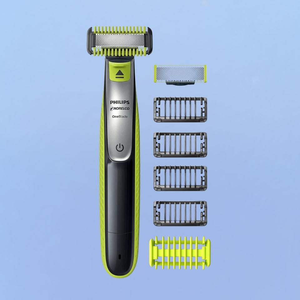 This rechargeable trimmer and shaver is suitable for all lengths of hair and gives a quality shave that's not too close to the skin. It comes with one blade for your face and one for other parts of your skin, four stubble combs and one body comb. 