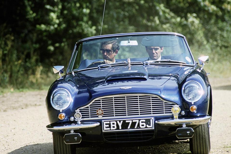 A young Prince Charles driving his Aston Martin (Getty Images)