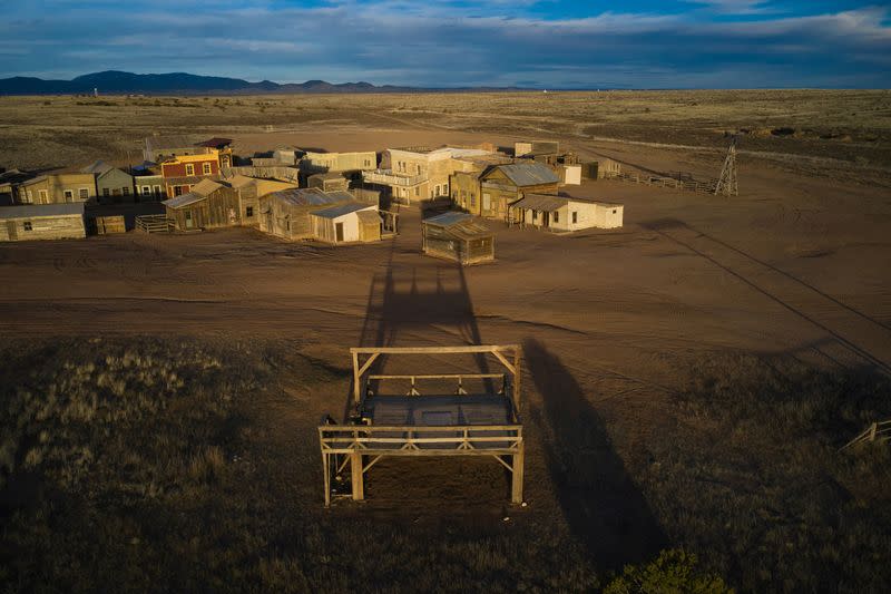 FILE PHOTO: Aerial view of the "Rust" set at Bonanza Creek Ranch in Santa Fe