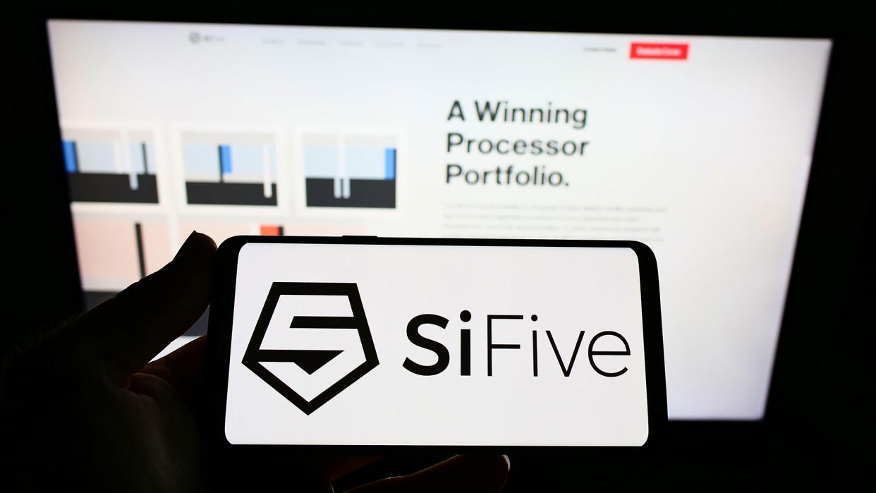  SiFive logo on smartphone. 
