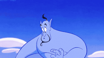 Genie from "Aladdin" saying "I'm free"