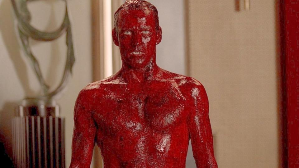 bill from true blood is covered in blood