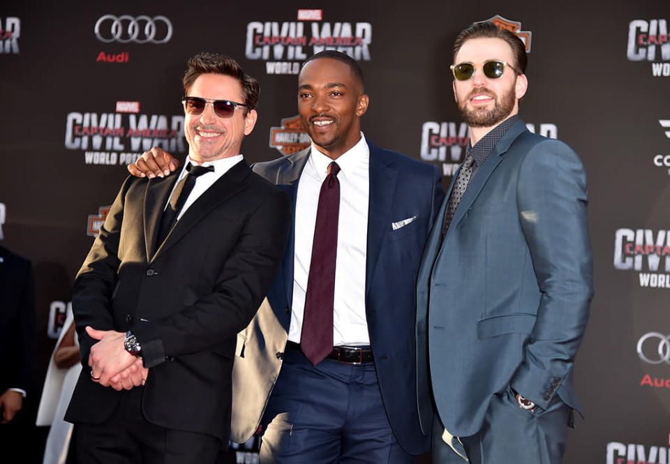 Robert Downey Jr., Anthony Mackie, and Chris Evans