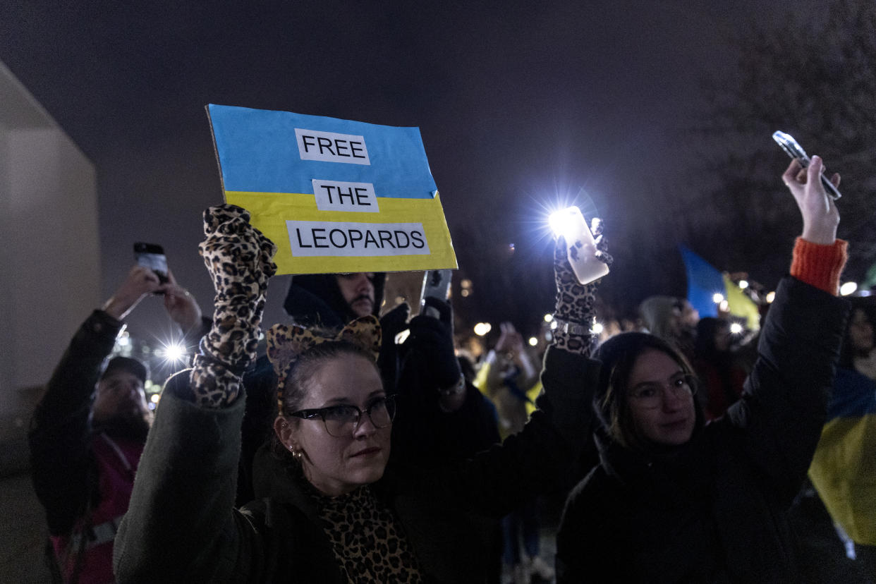 Protesters, many of them expatriate Ukrainians living in Berlin, protest under the motto: 