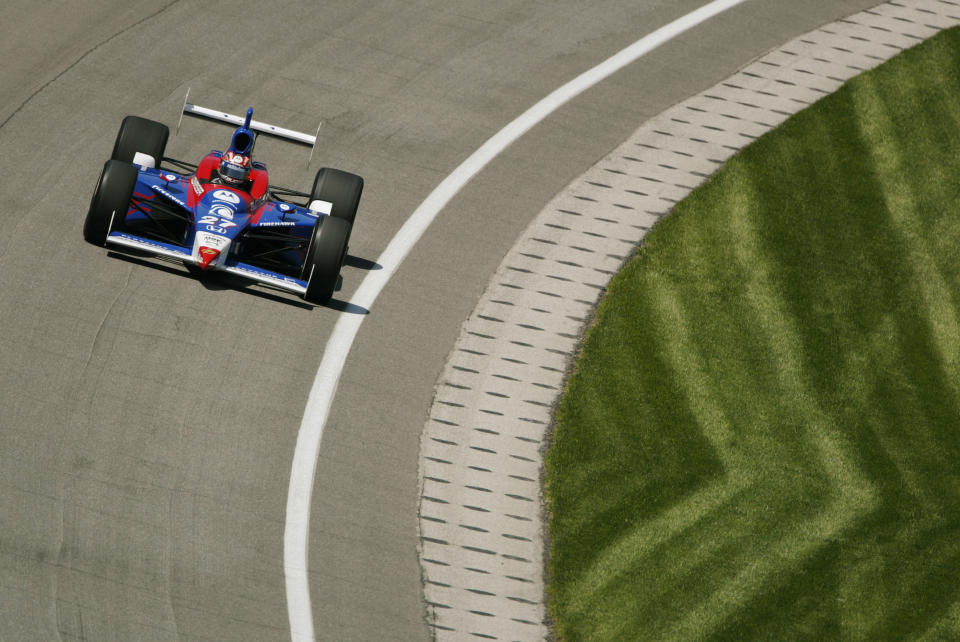 INDIANAPOLIS - MAY 5: Robby Gordon, driver of the #27 Alpine/Archipelago/Motorola Andretti Green Racing Honda Dallara on track during practice for the IRL (Indy Racing League) IndyCar Series Indianapolis 500 on May 5, 2003 at the Indianapolis Motor Speedway in Indianapolis, Indiana.  (Photo by Robert Laberge/Getty Images).