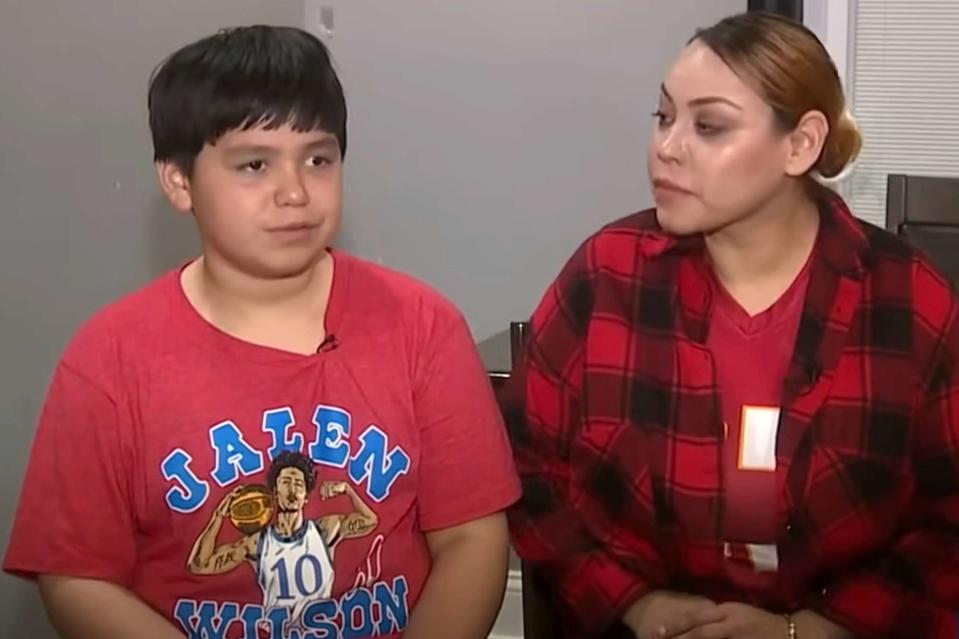 <p>KSHB 41/YouTube</p> Samuel Arellano and his mother Aby