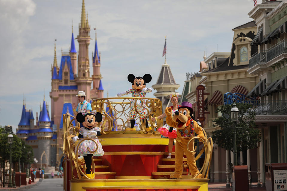 Mickey Mouse will star in the "Mickey and Friends Cavalcade" when Magic Kingdom Park reopens July 11, 2020, at Walt Disney World Resort in Lake Buena Vista, Fla. With traditional parades on temporary hiatus to support physical distancing during the park's phased reopening, Disney characters will pop up in new and different ways throughout the day. (Disney/Kent Phillips)