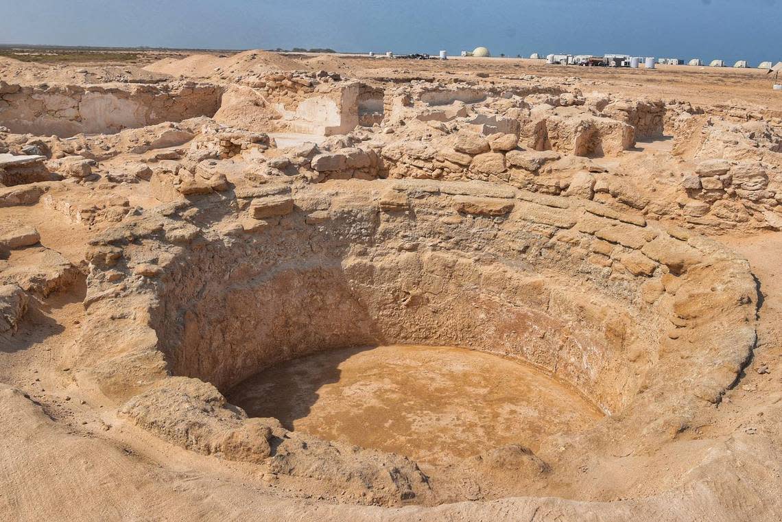 Circular-shaped ruins at the monastery.